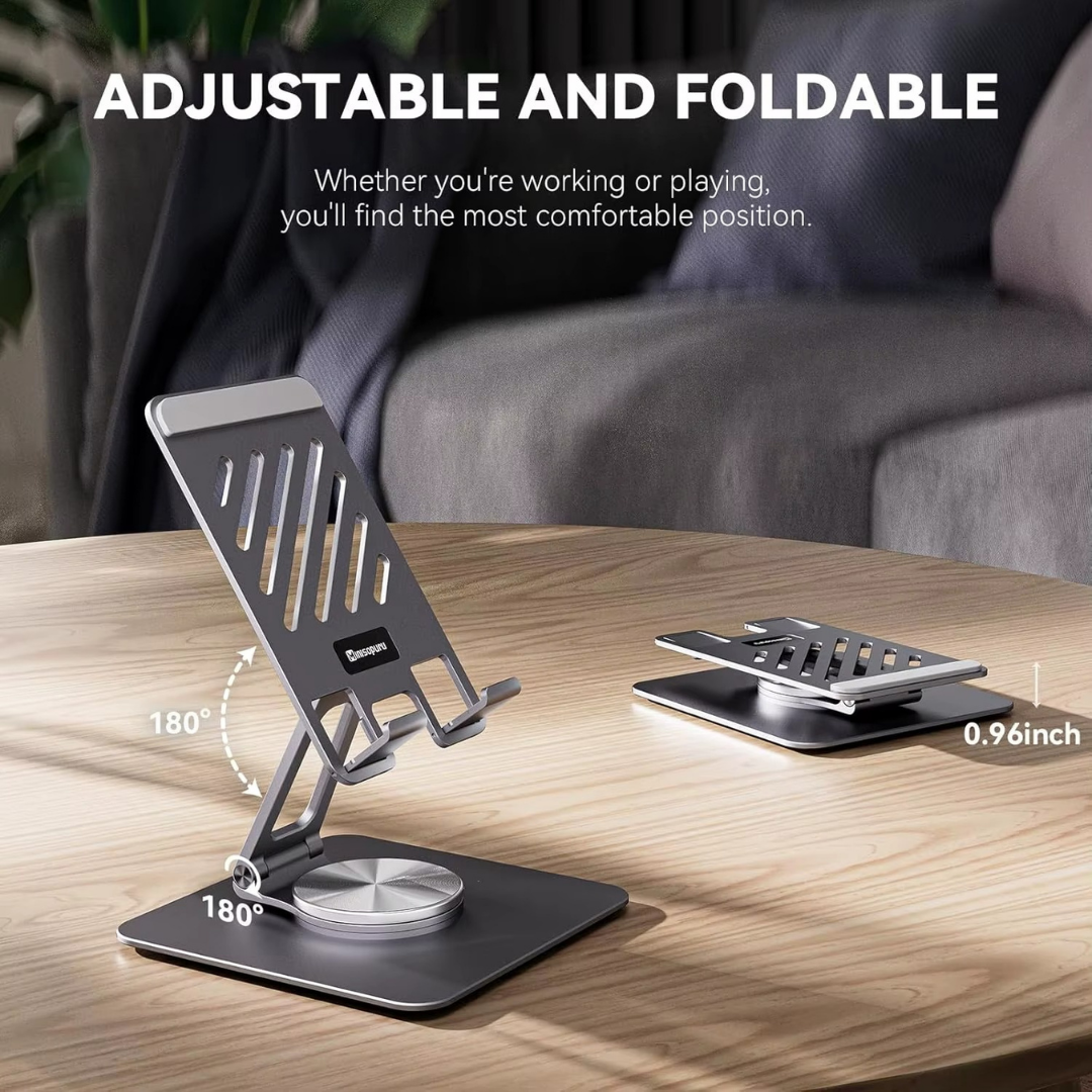 Adjustable 360° iPad Stand – Foldable & Portable