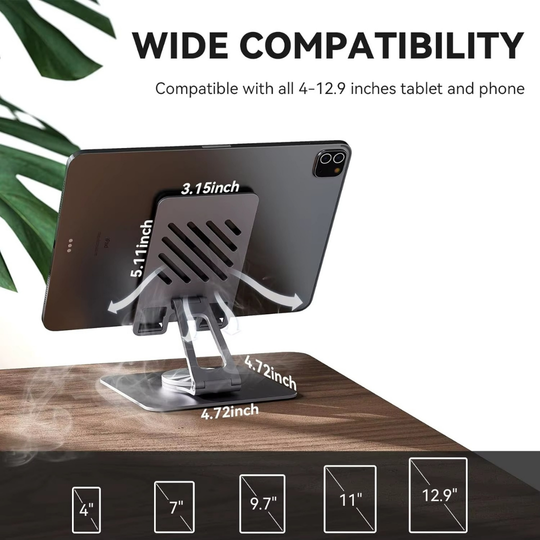 Adjustable 360° iPad Stand – Foldable & Portable