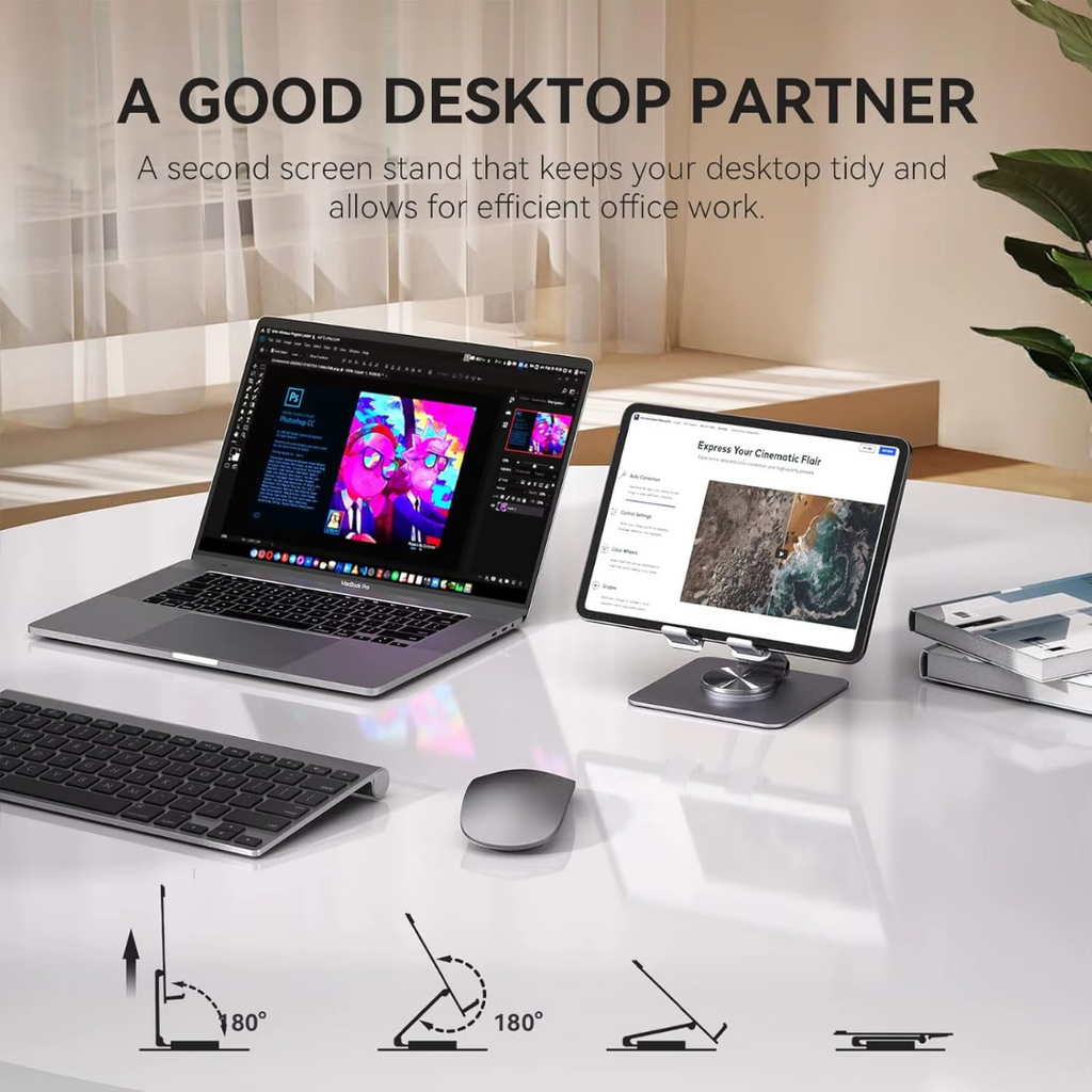 Adjustable 360° iPad Stand – Foldable & Portable