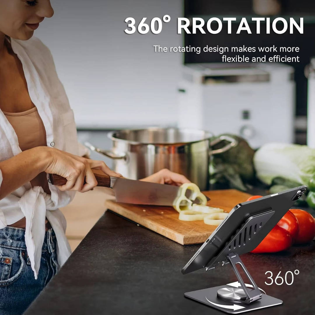 Adjustable 360° iPad Stand – Foldable & Portable